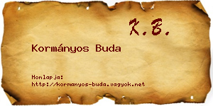Kormányos Buda névjegykártya